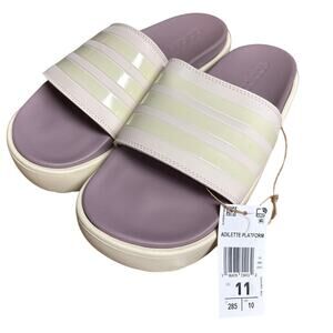 adidas Women's Adilette Platform Slide Sandals Mauve/Fig/White Size 11 New